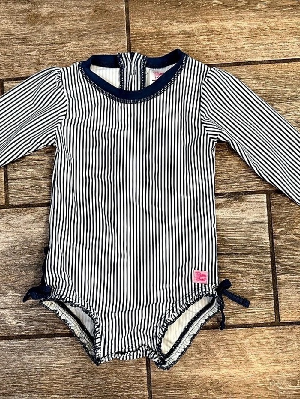 RuffleButts Striped Long Sleeve One Piece Girls 2T